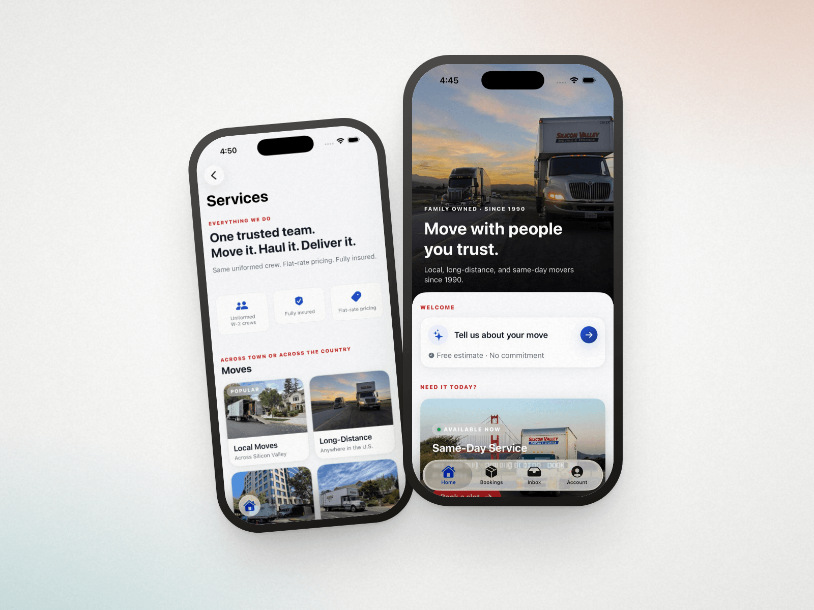 Silicon Valley Moving Apps — Two native iOS apps for a moving company: one for customers, one for the crew.